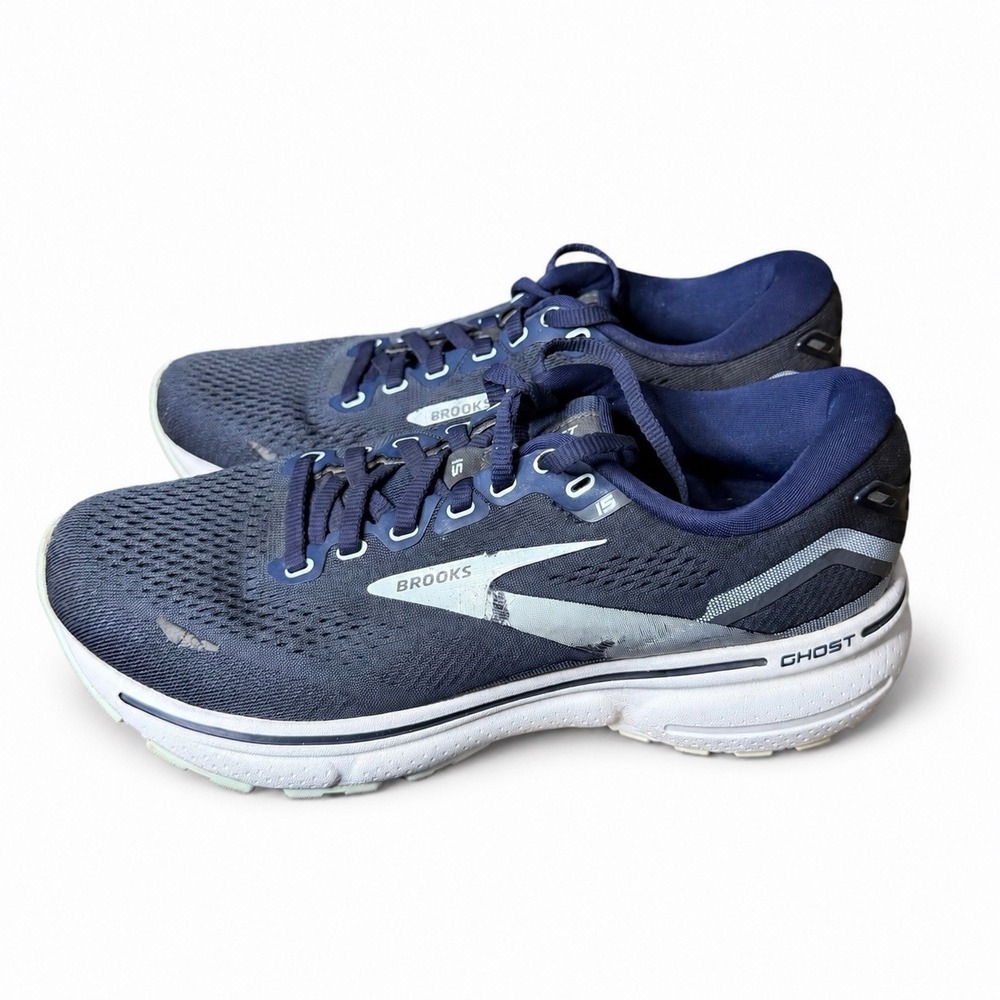 Brooks Ghost 15 Navy Blue White 1203801B450 Women's 7.5 Running Shoes